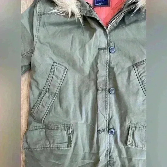 Abercrombie & Fitch Womens Olive Faux Fur Hooded Parka Military Jacket Small - Picture 7 of 12
